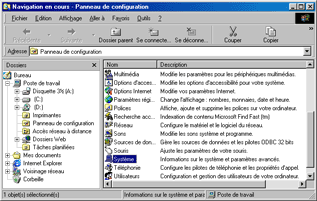 Panneau de configuration - Version Windows 98