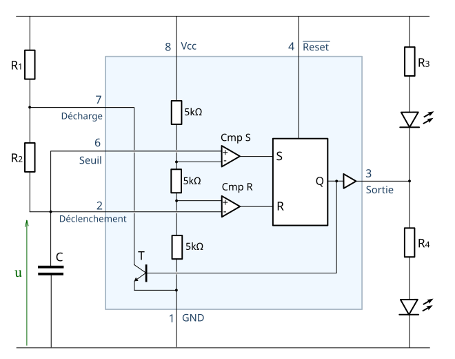 Schéma circuit astable avec 555